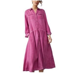 Anthropologie Pilcro Kimberly Button Front Long Sleeve Shirt Dress MEDIUM